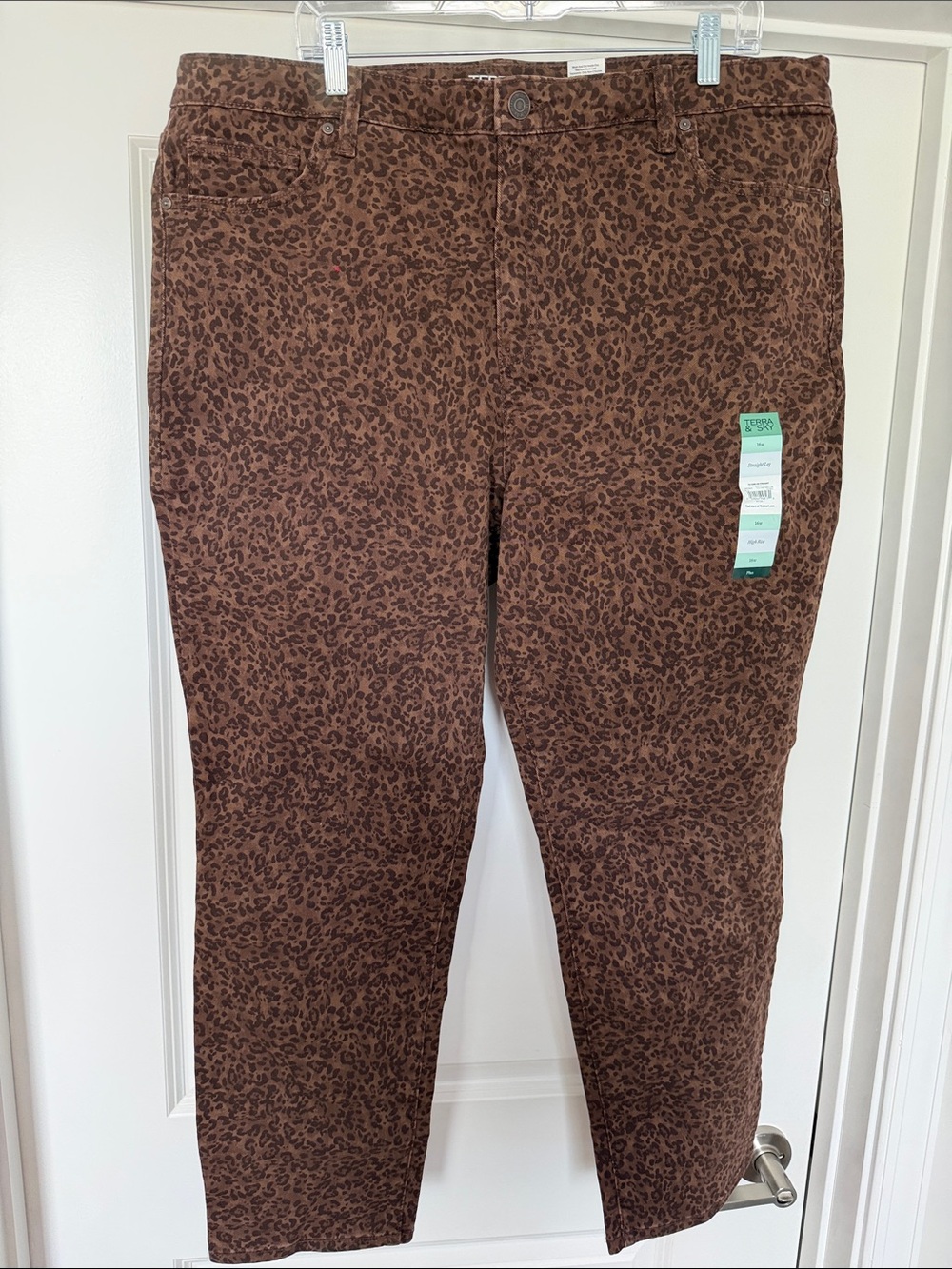 Terra & Sky Brown Leopard Print Straight Pants